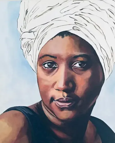 Acrylic portrait painting of Aretha Franklin